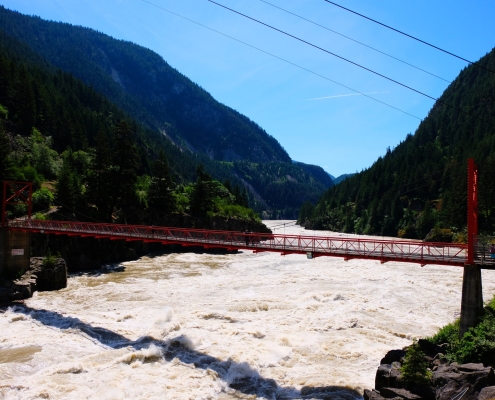 side shot of suspension bridge